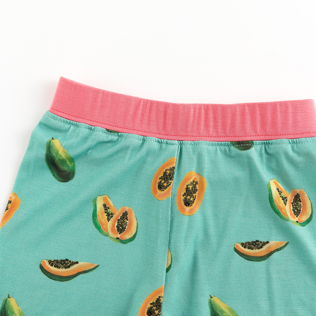 Papaya Green Pattern Short Sleeve Pajamas