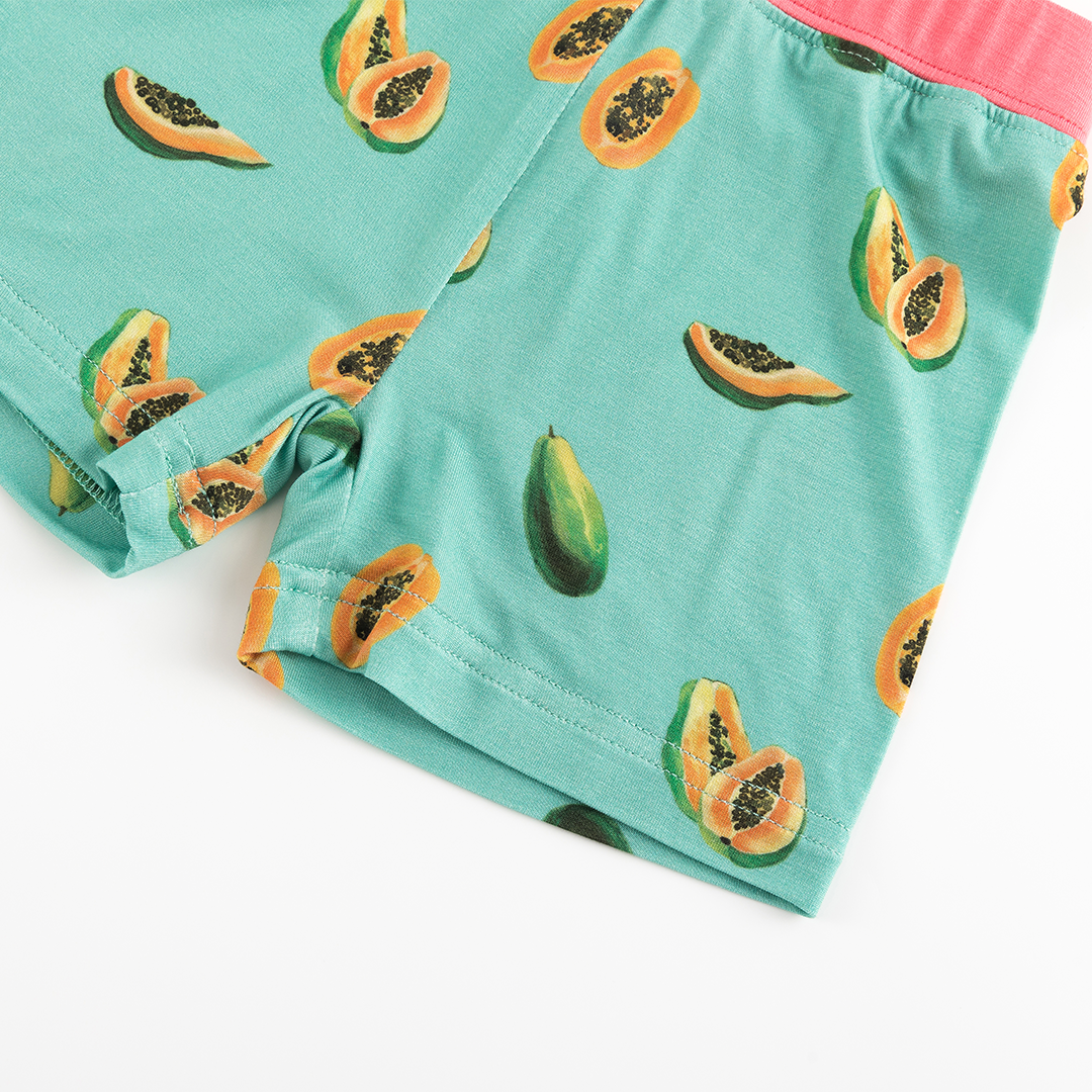 Papaya Green Pattern Short Sleeve Pajamas