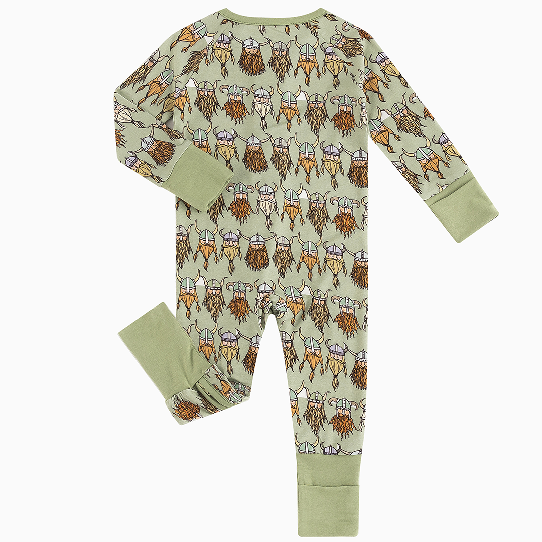 Nordic Dreams Grass Green Pattern Bamboo Zippy Baby Romper