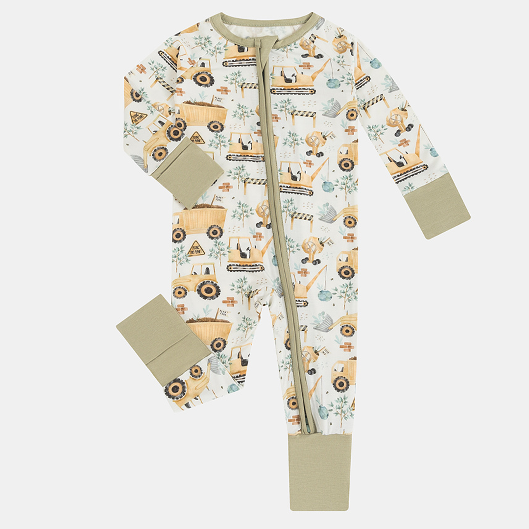 Pyjama zippé en bambou pour bébé Crane Trees