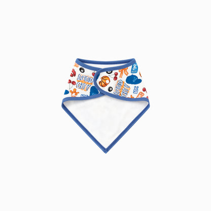 Playful Sports and Sweet Bow Lip Blue Bamboo Baby Bib