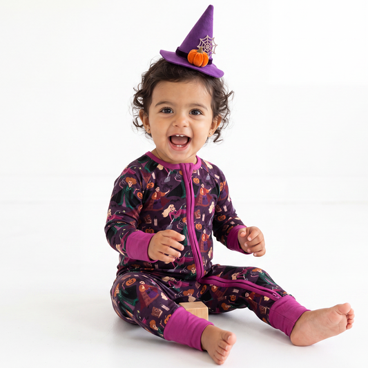 Halloween Crazy Witch Bamboo Zip Up Baby Romper