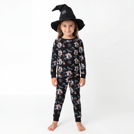 Halloween Crazy Witch Magic Two-Piece Bamboo Kids Pajama Set