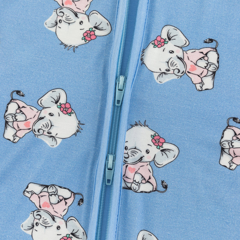 Cartoon Elephant Pattern Bamboo Blue Sleeper