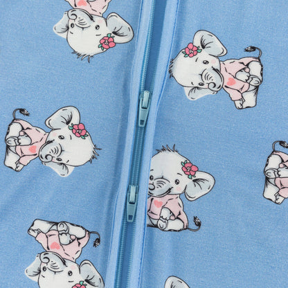 Cartoon Elephant Pattern Bamboo Blue Sleeper