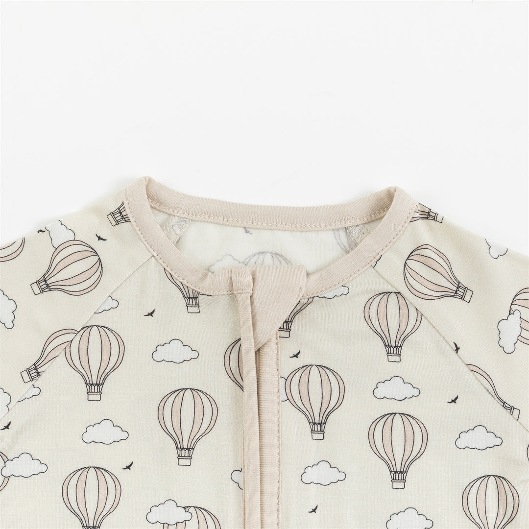 Cute Hot Air Balloon Print Bamboo Short Romper