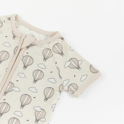 Cute Hot Air Balloon Print Bamboo Short Romper