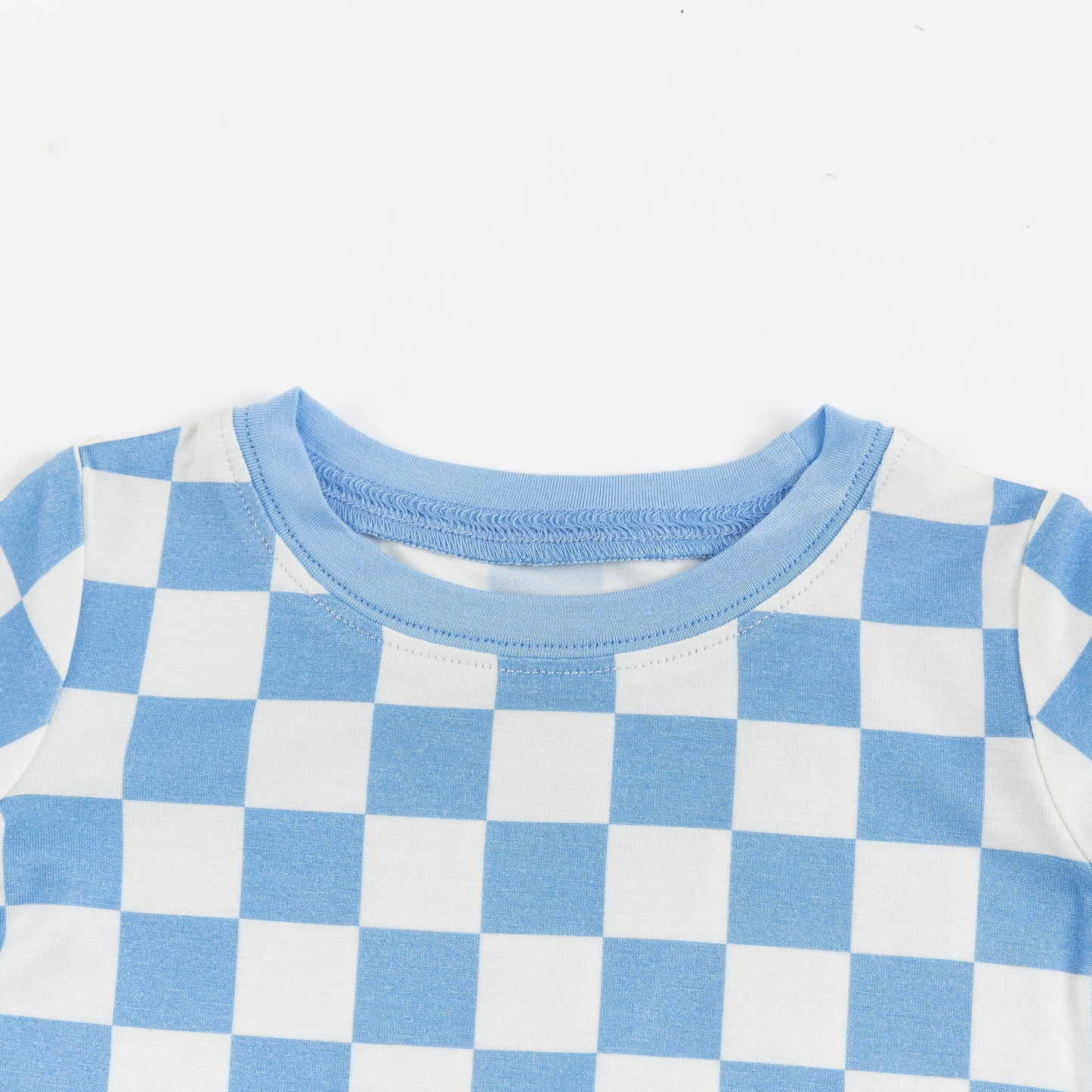 Blue Checkered Kids Bamboo Two Pieces Pajama Set