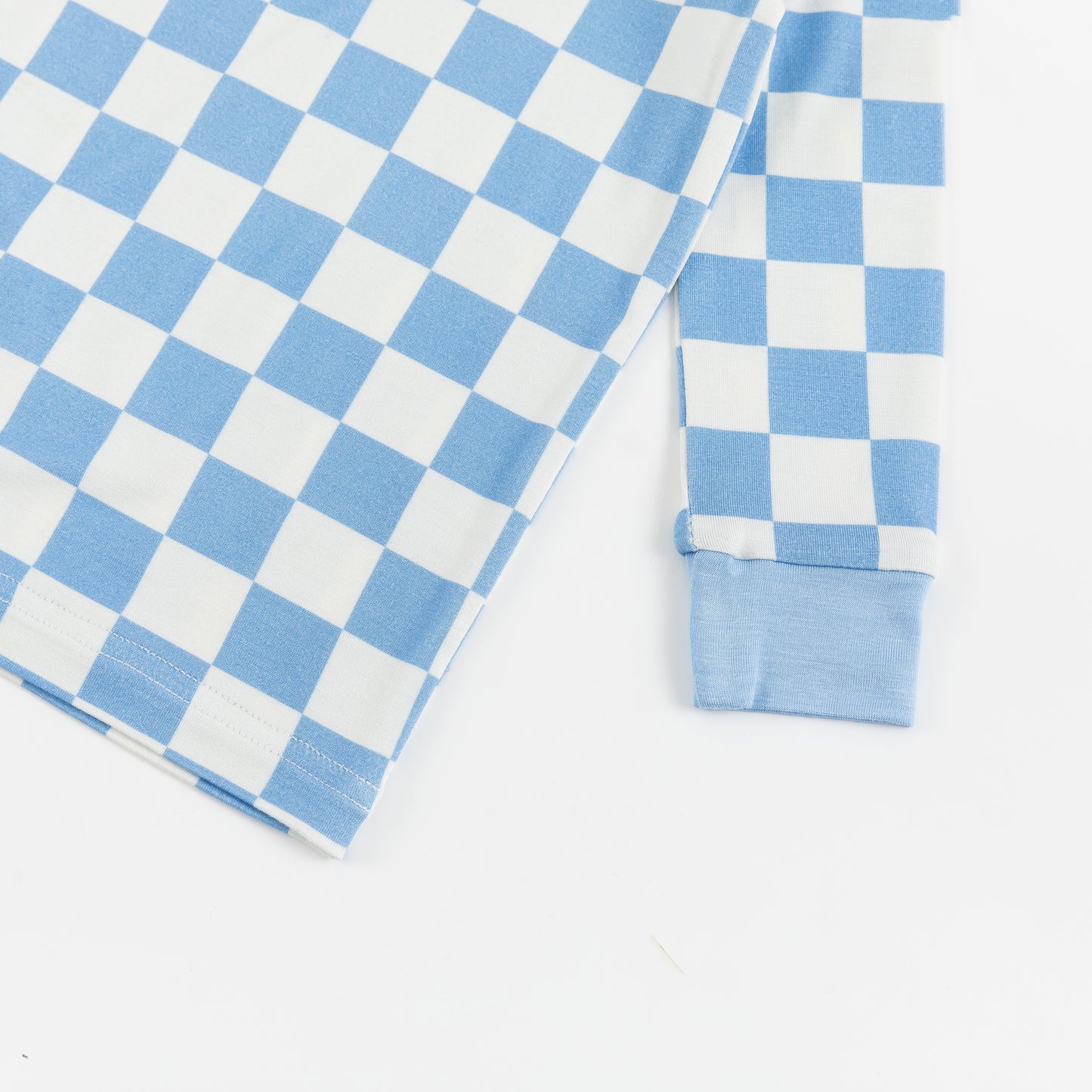 Blue Checkered Kids Bamboo Two Pieces Pajama Set