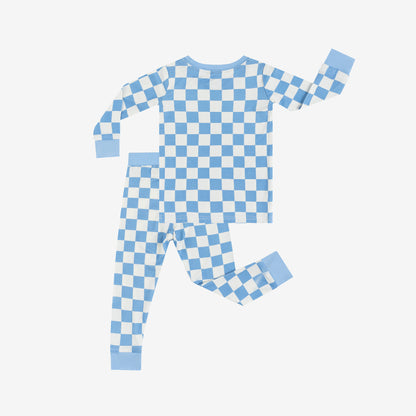 Blue Checkered Kids Bamboo Two Pieces Pajama Set