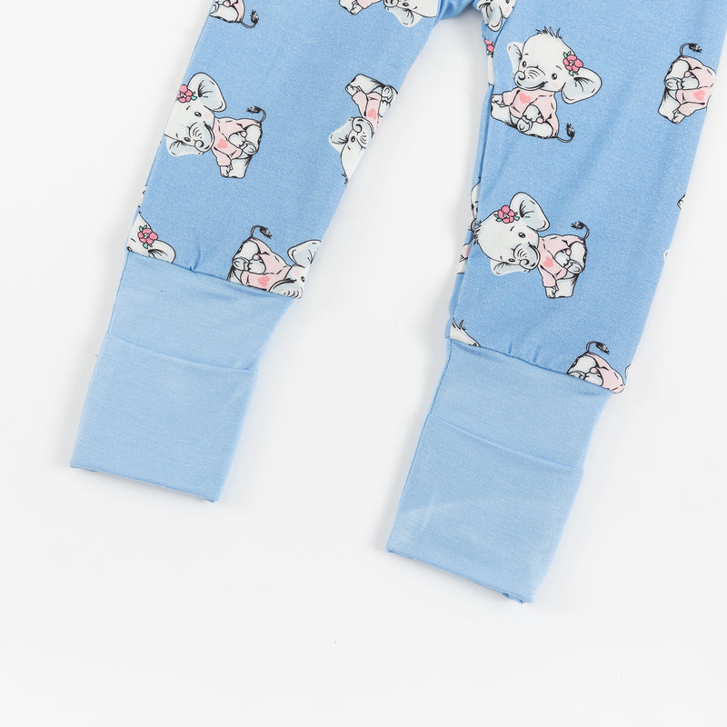Cartoon Elephant Pattern Bamboo Blue Sleeper