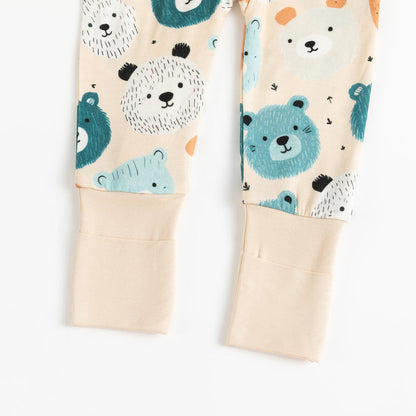 Fluffy Bear Head Print Bamboo Zippy Sleeper