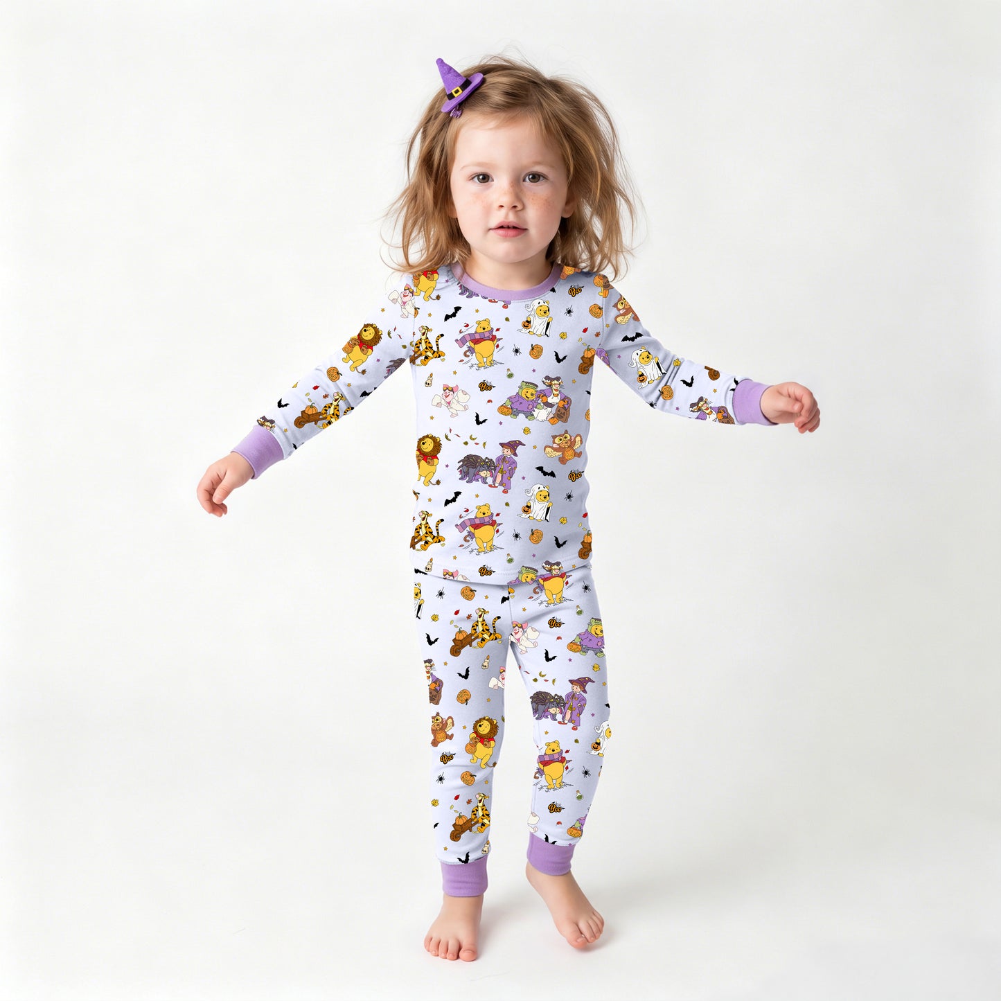 Halloween Bear Pumpkin Bat Kids Two-Piece Pajama Set