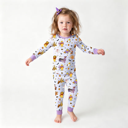 Halloween Bear Pumpkin Bat Kids Two-Piece Pajama Set