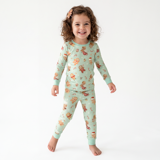 Christmas Gingerbread Sweet Bakery Kids Bamboo Two-Piece Pajama Set