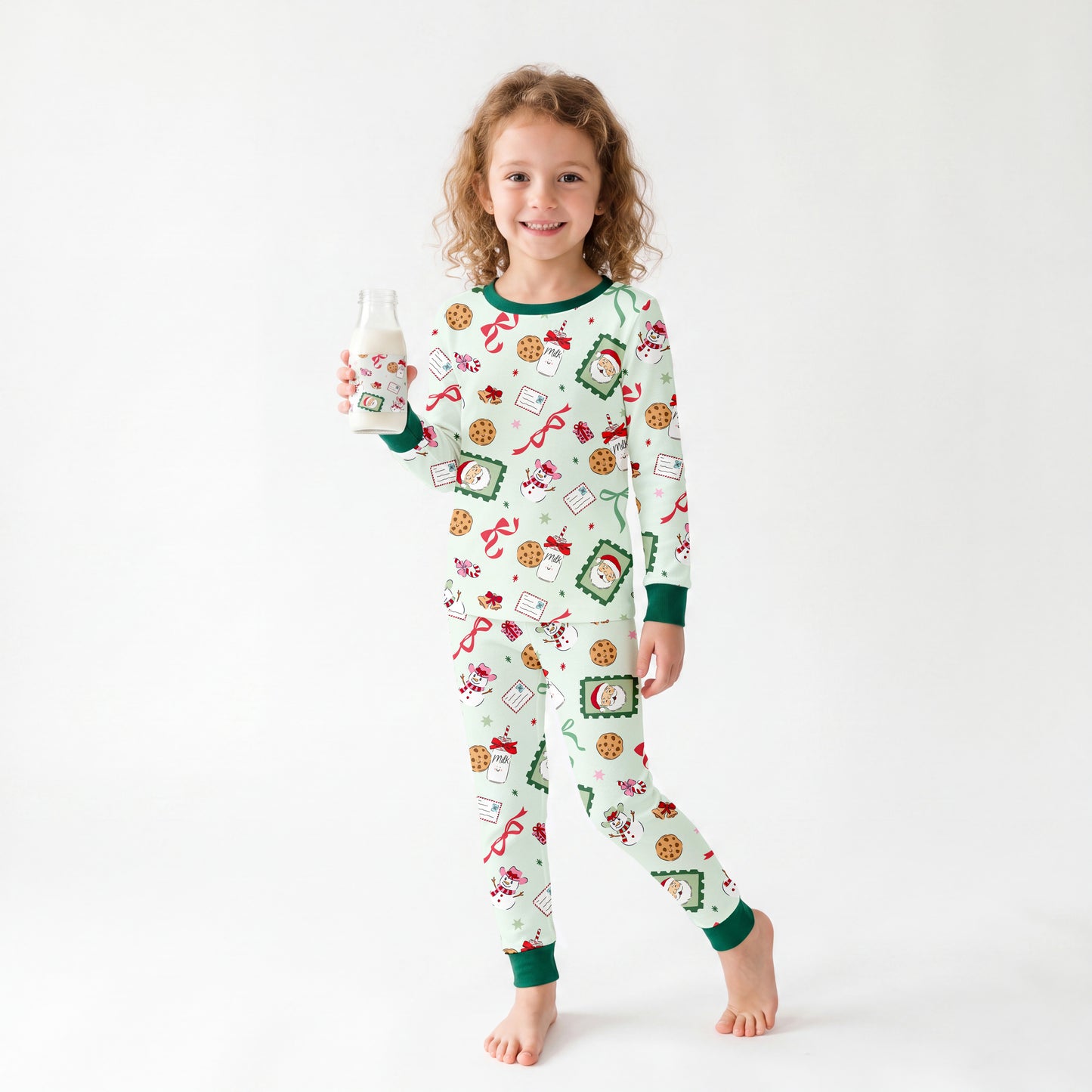 Christmas Santa’s Sweet Treats Kids Bamboo Two-Piece Pajama Set