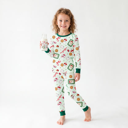 Christmas Santa’s Sweet Treats Kids Bamboo Two-Piece Pajama Set