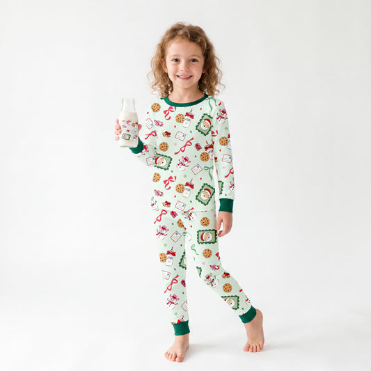Christmas Santa’s Sweet Treats Kids Bamboo Two-Piece Pajama Set