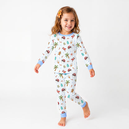Christmas Tropical Holiday Kids Bamboo Two-Piece Pajama Set