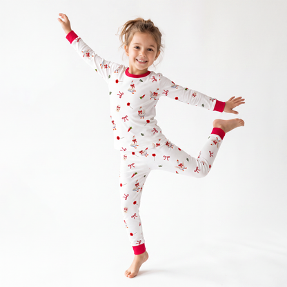 Country Goose and Bows Kids Bamboo Two-Piece Pajama Set