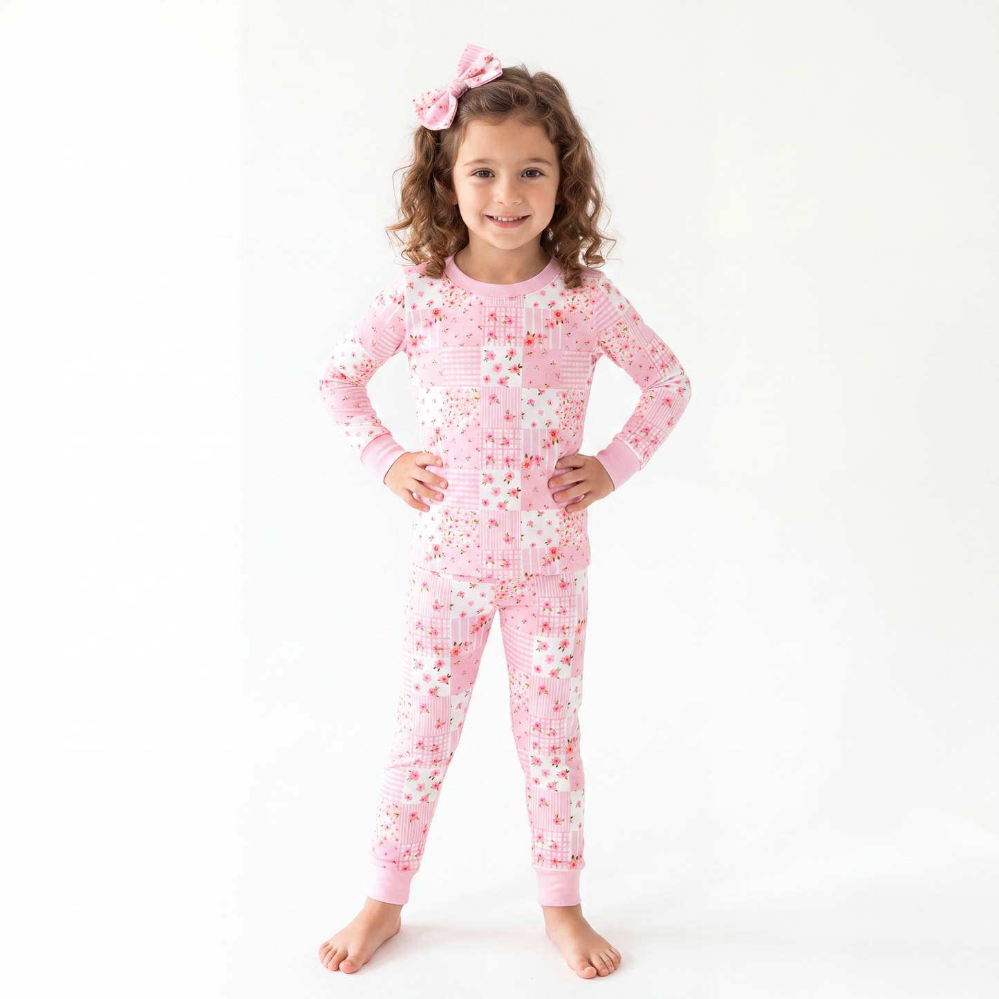 Valentine Floral Quilt Kids Bamboo Two-Piece Pajama Set