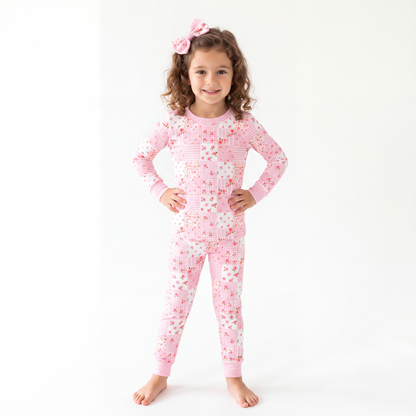 Valentine Floral Quilt Kids Bamboo Two-Piece Pajama Set