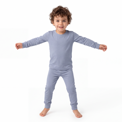 Greyish Misty Blue Kids Two-Piece Pajama Set