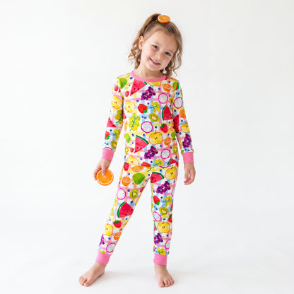 Tutti Frutti Plaid Kids Bamboo Two-Piece Pajama Set
