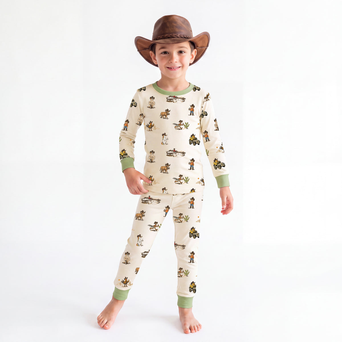 Yeehaw Critters Sage Kids Bamboo Two-Piece Pajama Set