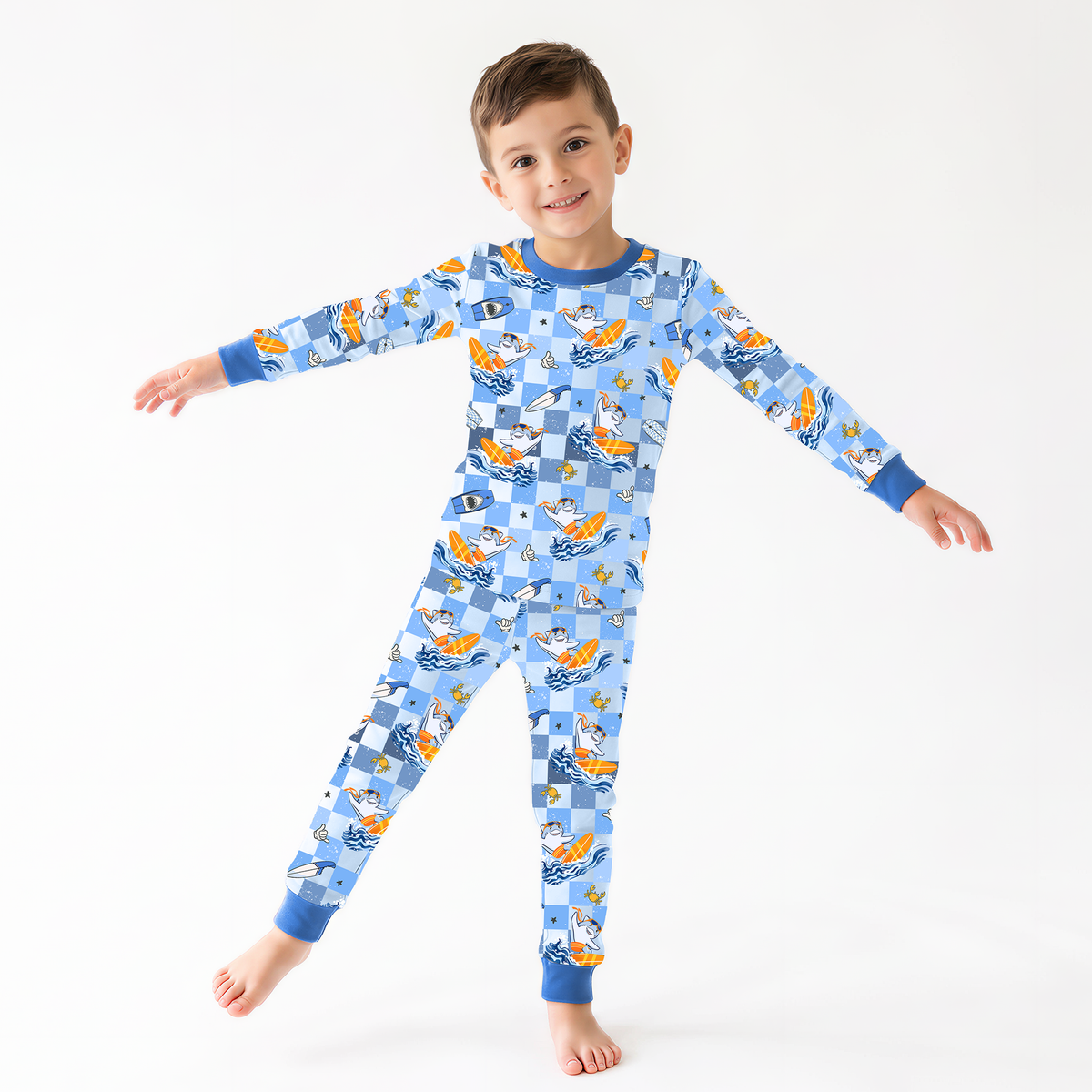 Surf's Up Sharks Kids Bamboo Two-Piece Pajama Set