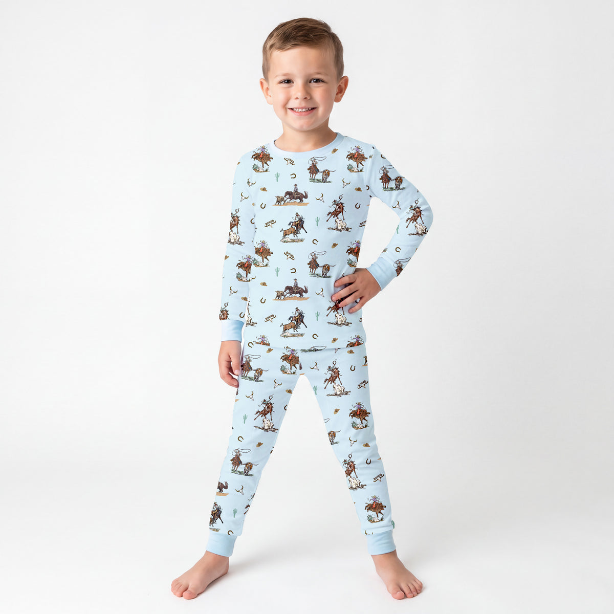 Vintage Western Rodeo Kids Bamboo Two-Piece Pajama Set
