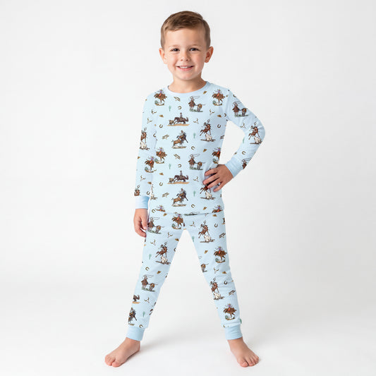 Vintage Western Rodeo Kids Bamboo Two-Piece Pajama Set