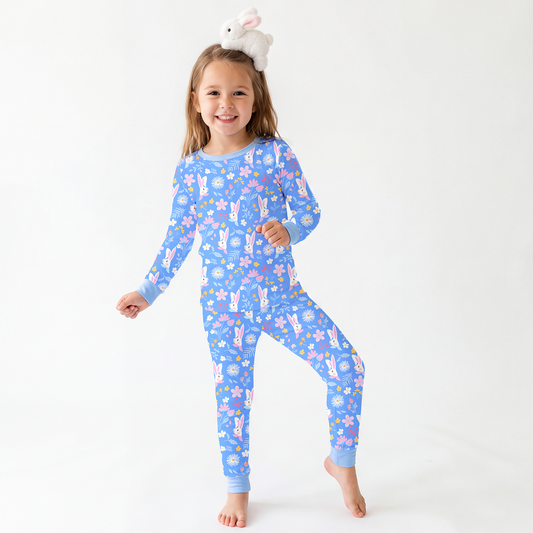Garden Bunny Blossom Kids Bamboo Two-Piece Pajama Set