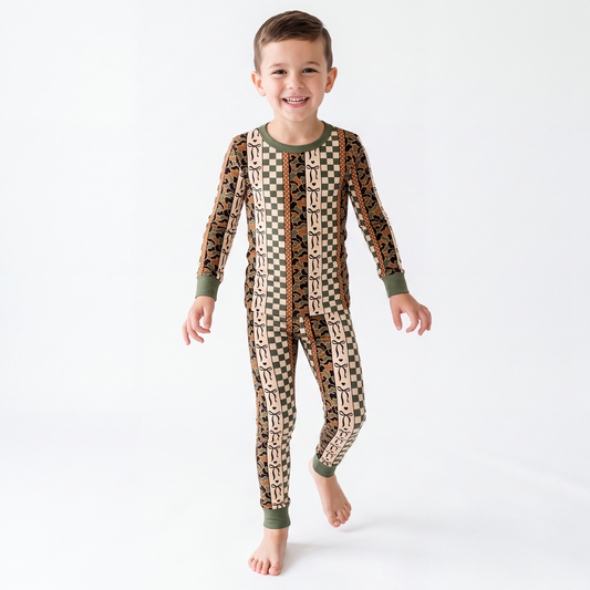 Coquette Forest Camo Kids Bamboo Two-Piece Pajama Set