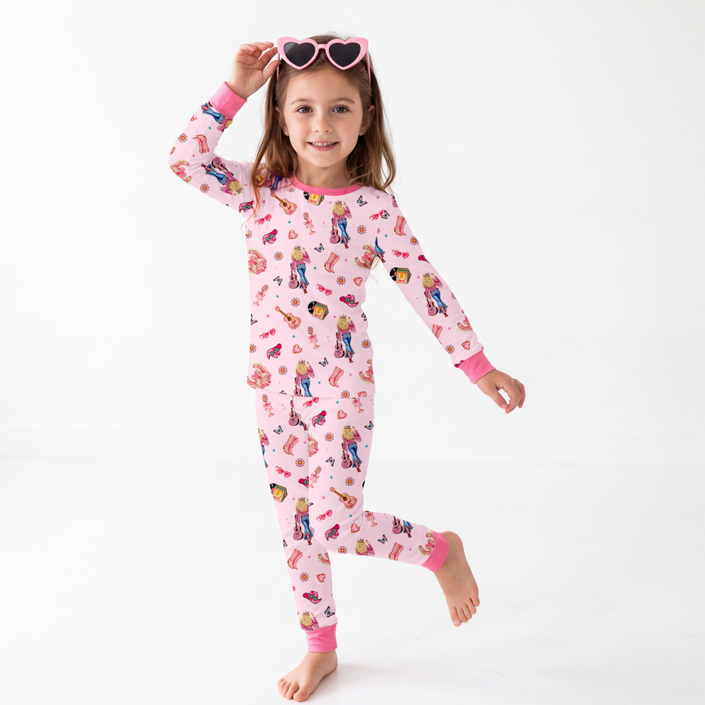 Pink Country Star Dreams Dolly Vintage Country Idol Kids Two-Piece Paj ...