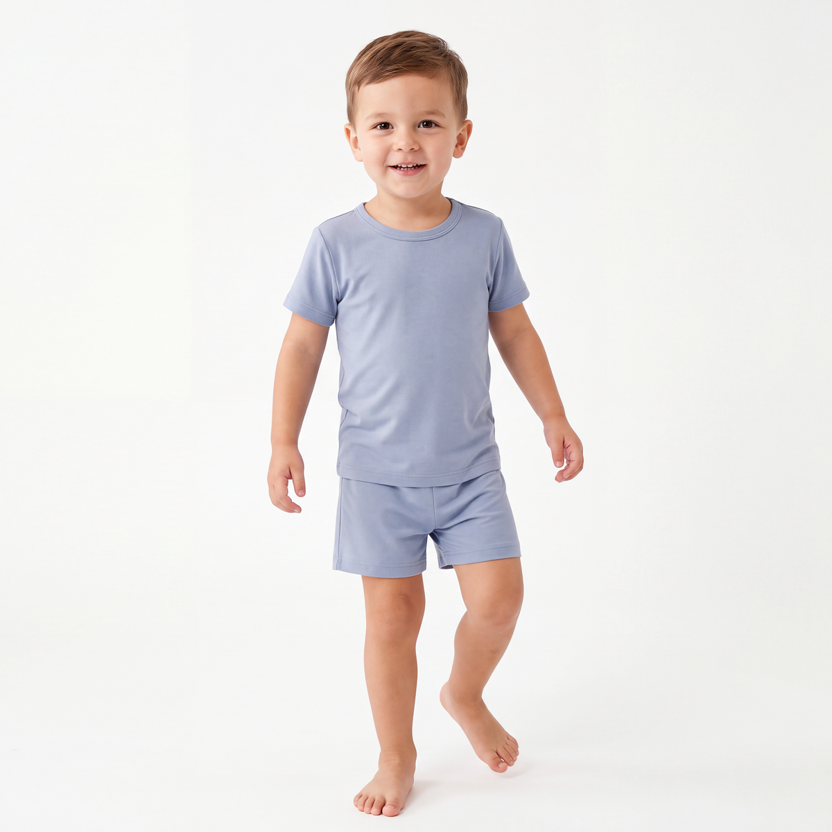 Kids Bamboo Two-Piece Pajama Set Greyish Misty Blue