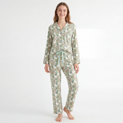 Daisy Goose Garden Meadow Floral Print Bamboo Women's Pajamas Set
