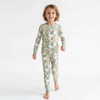Daisy Goose Garden Meadow Floral Kids Two-Piece Pajama Set