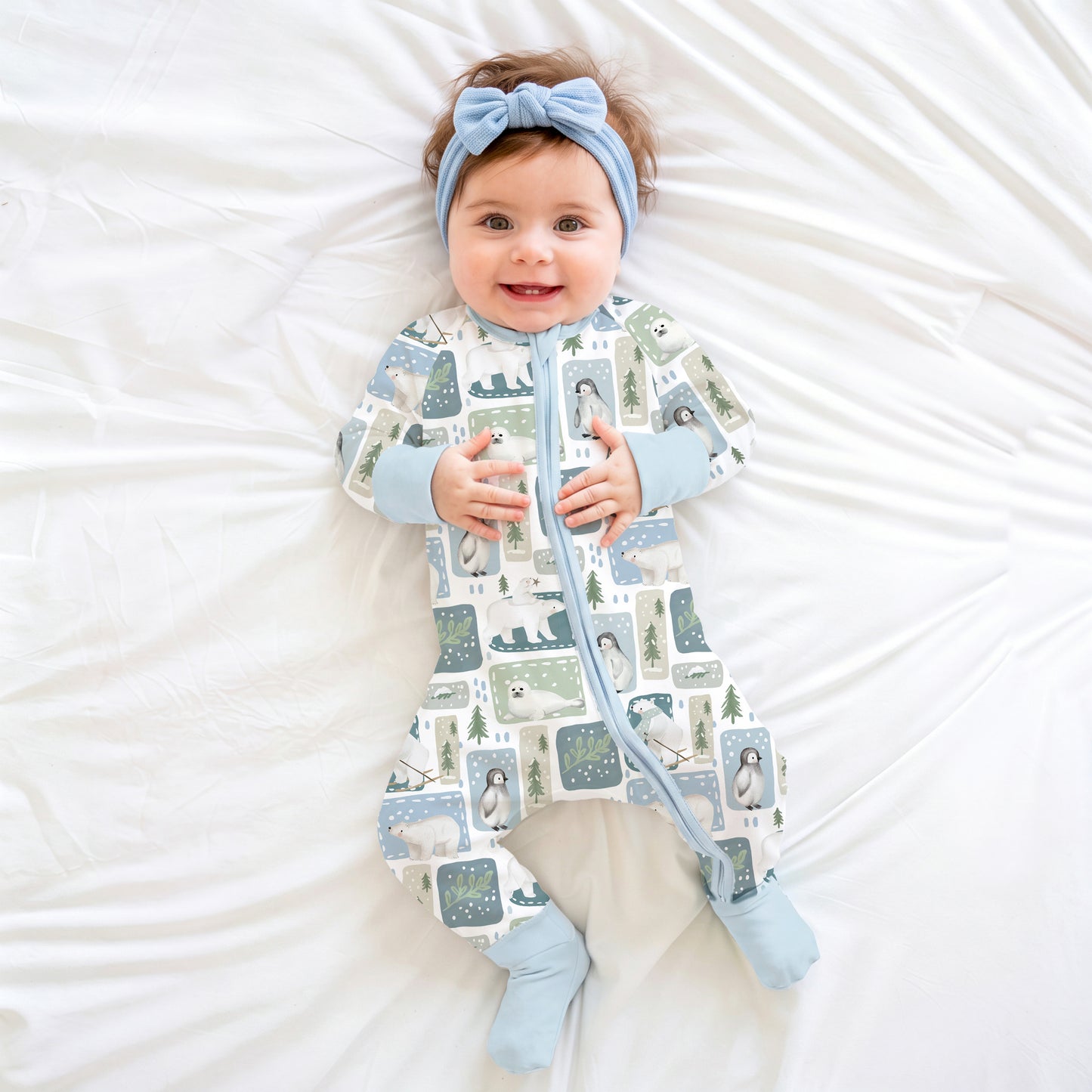 Winter Wonderland Friends Baby Bamboo Zipper Pajama Romper