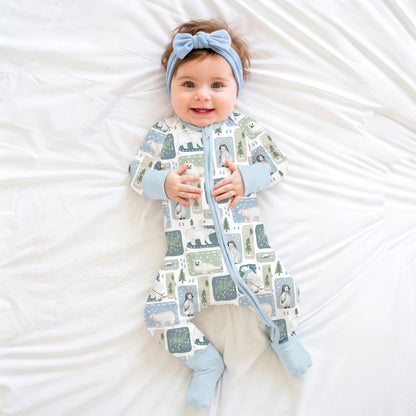 Winter Wonderland Friends Baby Bamboo Zipper Pajama Romper