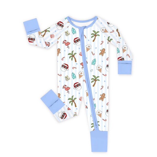 Christmas Tropical Holiday Baby Bamboo Zipper Pajama Romper