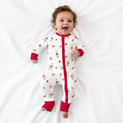 Country Goose and Bows Baby Bamboo Zipper Pajama Romper
