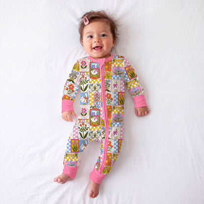 Vintage Goose Garden Bamboo Zipper Pajama Romper