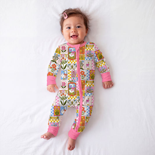 Vintage Goose Garden Bamboo Zipper Pajama Romper