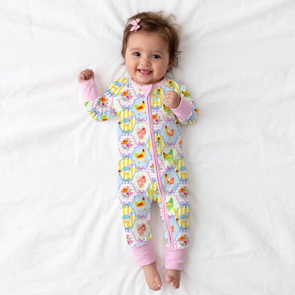 Pastel Country Coop Bamboo Zipper Pajama Romper