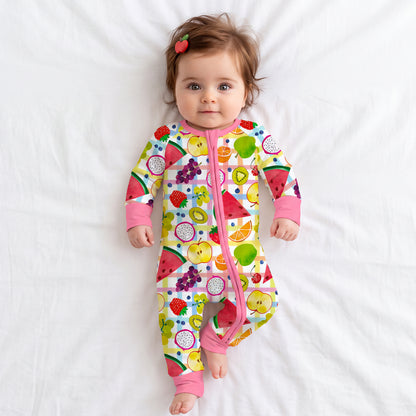 Tutti Frutti Plaid Bamboo Zipper Pajama Romper