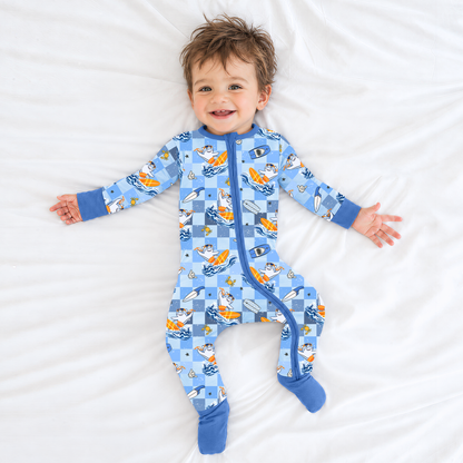 Surf's Up Sharks Bamboo Zipper Pajama Romper