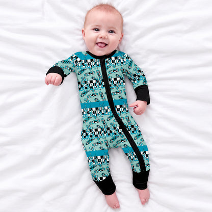 Rad Skate & Flame Bamboo Zipper Pajama Romper