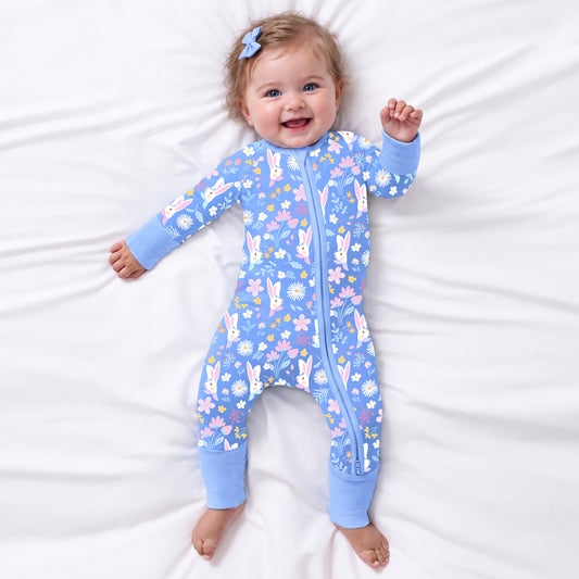 Garden Bunny Blossom Bamboo Zipper Pajama Romper
