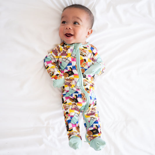 Sandwich Fries Bamboo Zipper Romper Pajamas